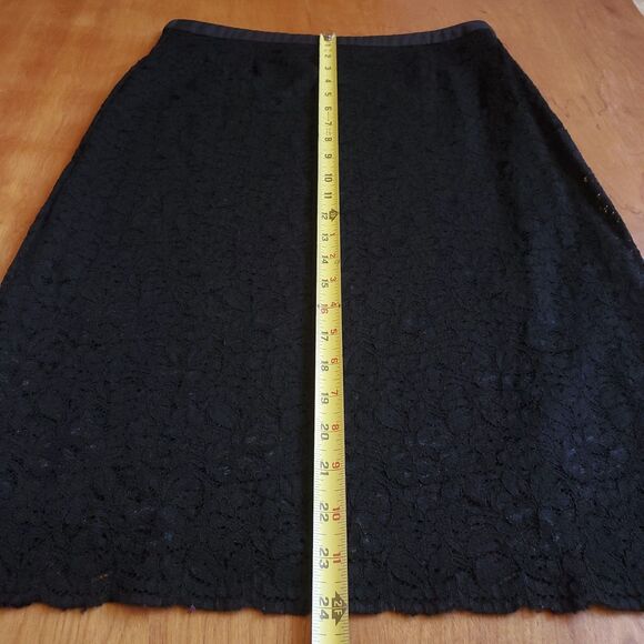 VTG Nine & Co Black Lace Pencil Skirt Sz 6 Knee Length Floral Lined Whimsigoth - Picture 11 of 13